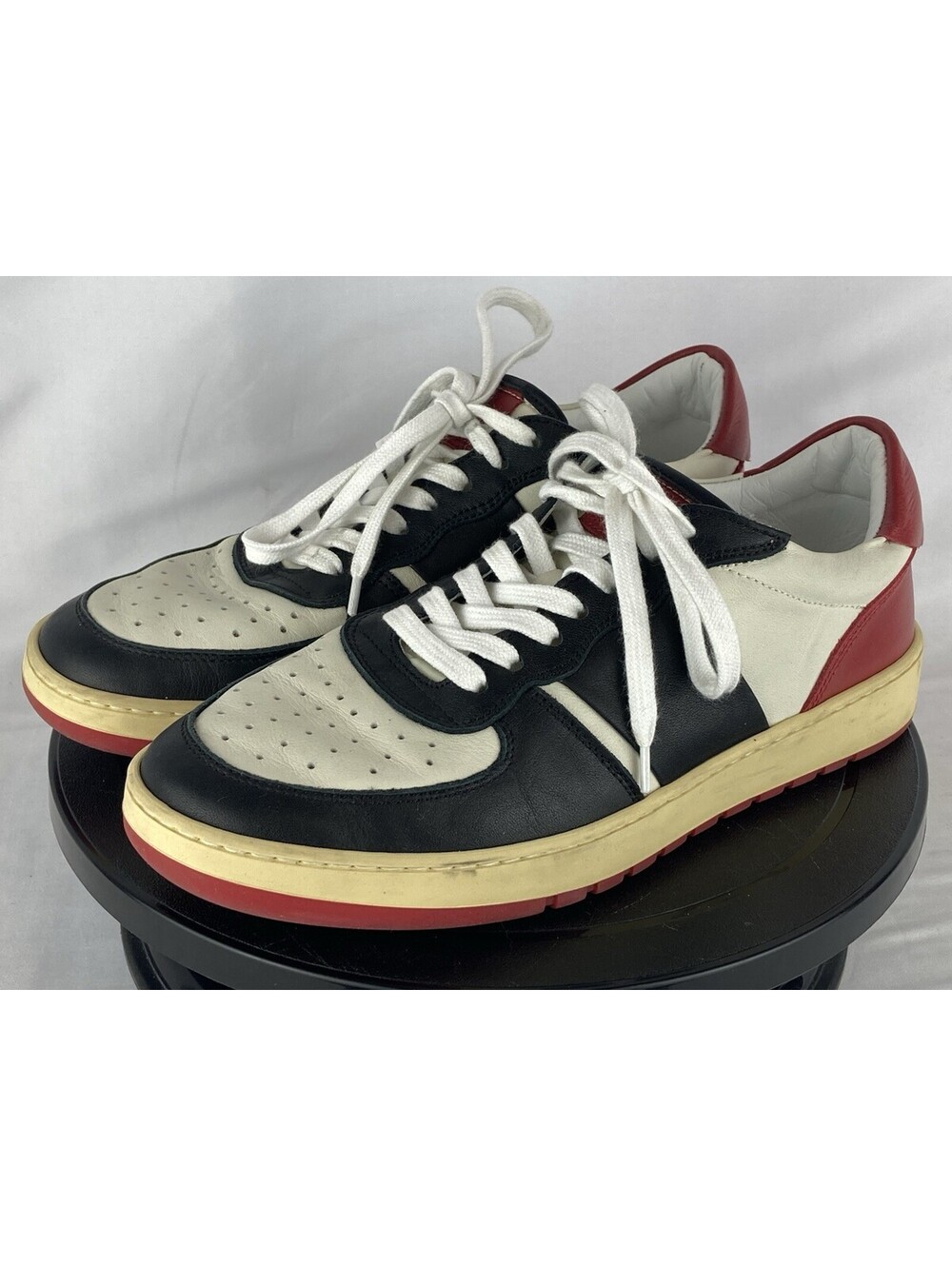 Women’s US Size 8 / EU 38 Collegium Pillar Low Sneaker Black Red White Leather